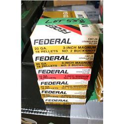 6 Boxes of 5 - Factory 20 ga., 3", Magnum Federal #2 Buckshot
