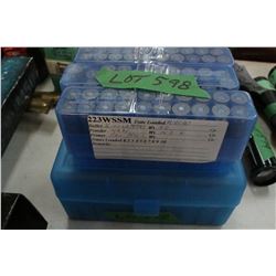 110 Rnds of 223 WSSM Reloads w/Load Information on the Outside of the 4 Blue Caseguard Containers