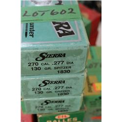 3 Boxes of 100 - 270 cal., .277 Diameter Sierra, 130 gr., Spitzer - Unopened