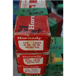 150+ - 30 cal., 150 gr., & Flat Point Hornady Bullets