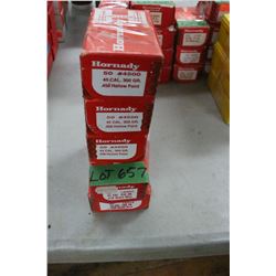 5 Boxes of Hornady, 45 cal. Bullets - 300, 350 & 500 gr., Hollow Point & Rnd Nose - All 'Appear' Ful