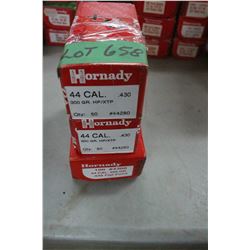 3 Boxes of Hornady 44 cal. Bullets, 300 gr., HP/XTP & 265 gr., 430 Flat Point - All 'Appear' Full