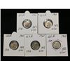 Image 1 : Lot of 5x 1964 US 10-Cents Silver Rosevelt Dimes