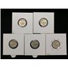 Image 2 : Lot of 5x 1964 US 10-Cents Silver Rosevelt Dimes