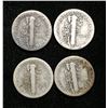 Image 2 : Lot of 4x 1928, 1929, 1935, 1936 US 10-Cents Silver Mercury Dimes