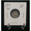 Image 1 : 1914 Canada 5-Cents Silver Coin (VF)