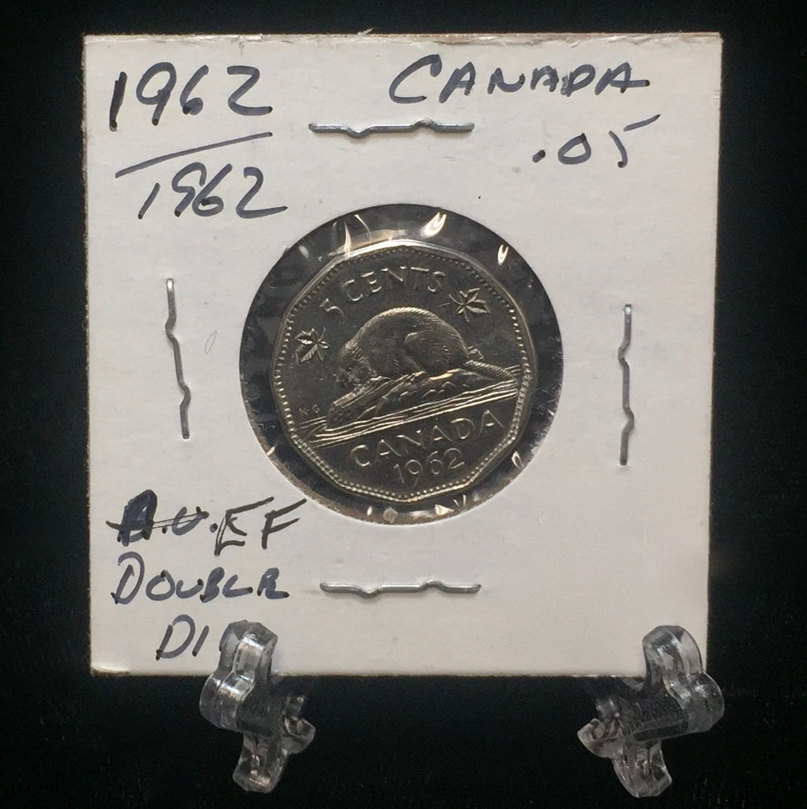 1962 Canada 5-Cents Double Die Nickel (EF)