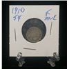 Image 1 : 1910 Canada 10-Cents Silver Coin (F)