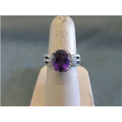 2.4 CT Amethyst & Diamond Cocktail Ring