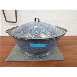 Large Vintage Enameled Lidded Pot