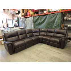 New Brown Leather Power Reclining Sectional