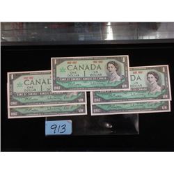 5 Mint Uncirculated Canadian Centennial $1 Bills