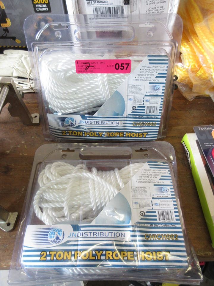 2 New 2-Ton Rope Hoists