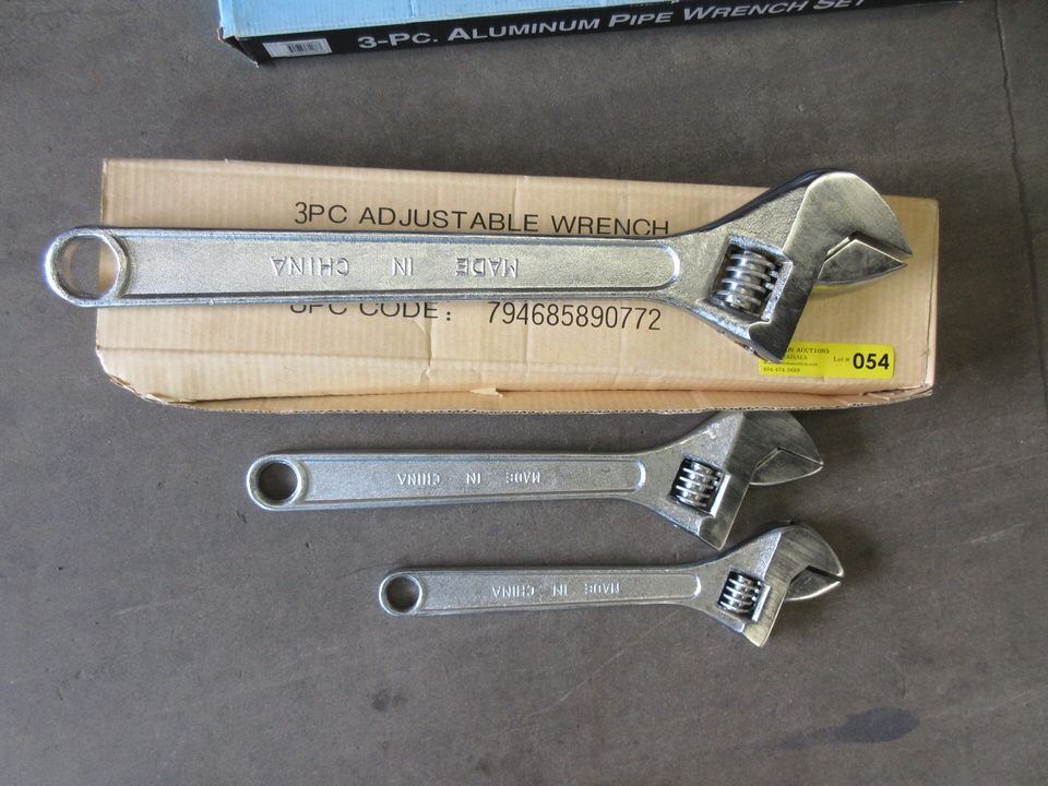 New 3 Piece Adjustable Wrench Set