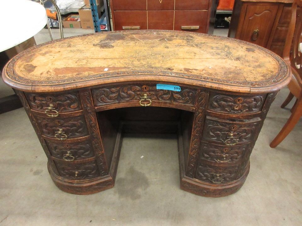 Antique Heavily Carved Writing Desk ca 1820