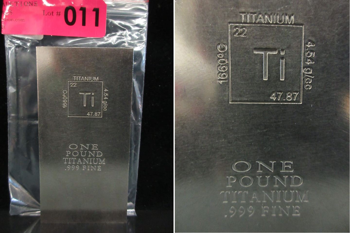One Pound .999 Pure Titanium Bullion Bar