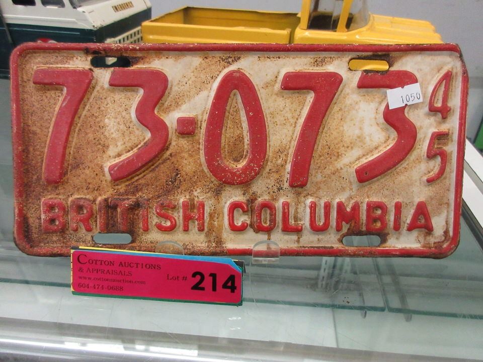 1945 British Columbia License Plate