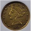 Image 2 : 1839-D $5 GOLD, VERY RARE DAHLONEGA (GEORGIA) MINT