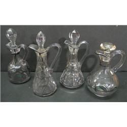SILVER OVERLAY GLASS CRUETS