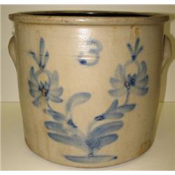 BLUE DECORATED STONEWARE CROCK