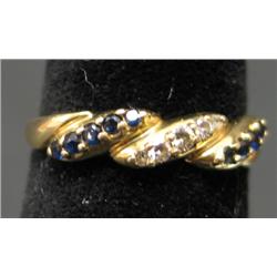 14 KT GOLD SAPPHIRE & DIAMOND RING