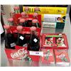 Image 1 : 2 ORIGINAL COCA-COLA CARDBOARD BOTTLE CARRIERS W/BOTTLES & 4 NEW PACKS OF PLAYING CARDS