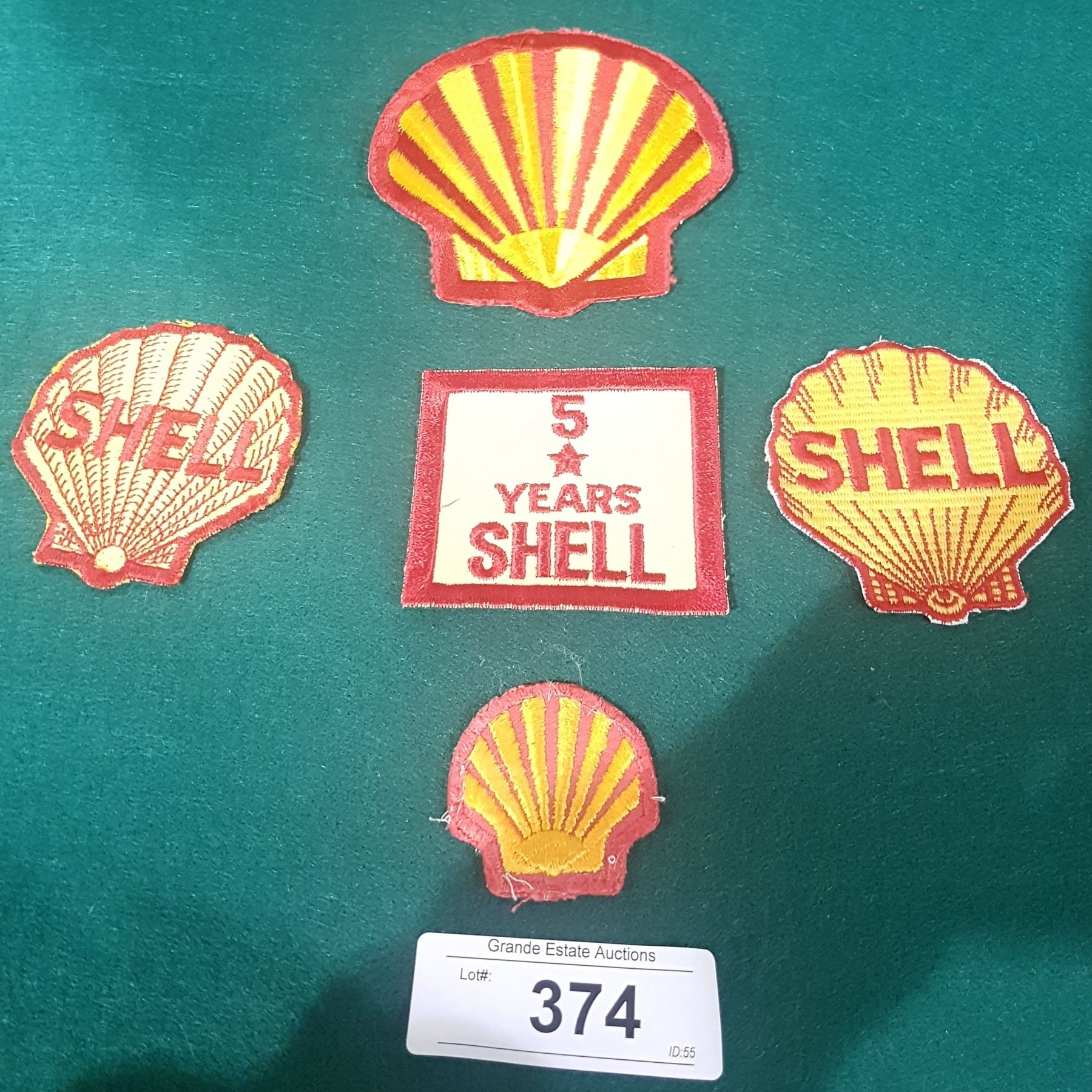 5 VINTAGE SHELL OIL PATCHES