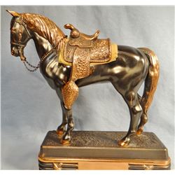 Brass saddle horse, 15" h x 13" w,