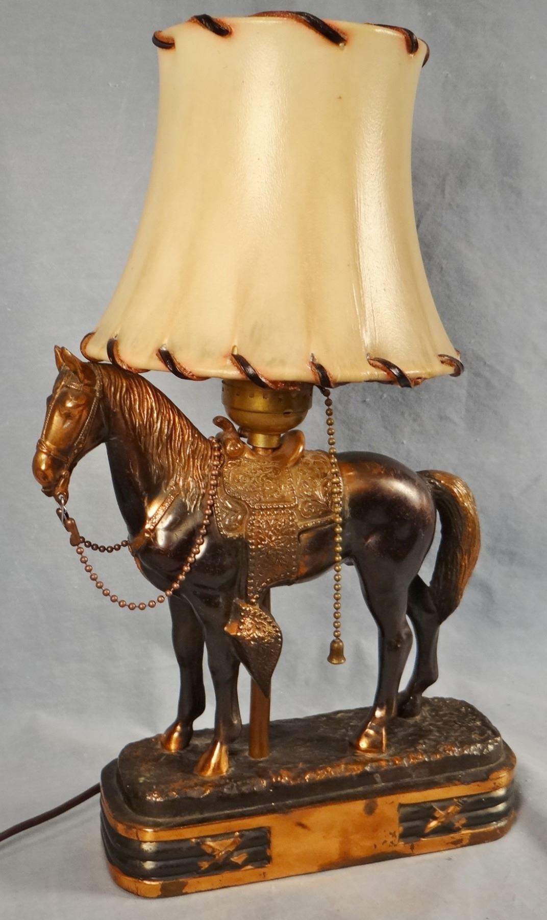Brass horse lamp, 14" h x 8" w
