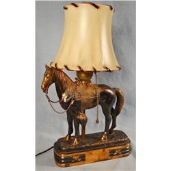 Brass horse lamp, 14" h x 8" w