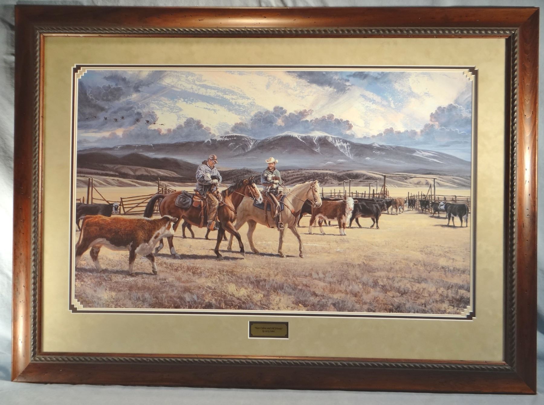 Zabel, Larry framed print, "New Calves & Old Friends", 471/500, 21" x 34"