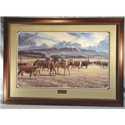 Zabel, Larry framed print, "New Calves & Old Friends",  471/500, 21" x 34"