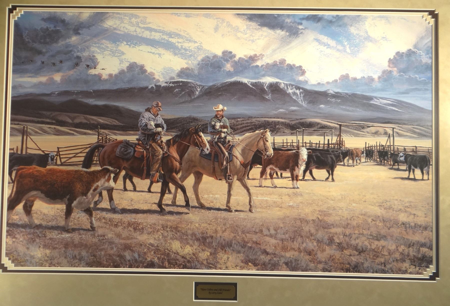 Zabel, Larry framed print, "New Calves & Old Friends", 471/500, 21" x 34"