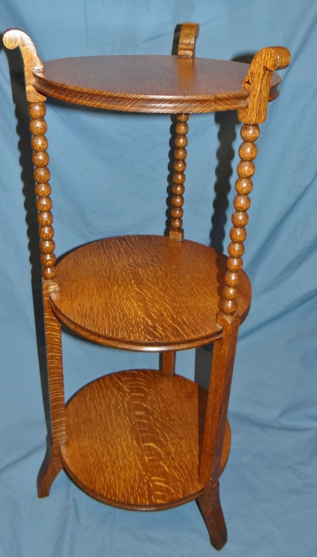 2 Oak plant stands, 24" h and 30"h