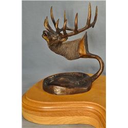 Rosteck, Dave bronze elk bust & track, business card holder, 2/100, 5" w x 6" h