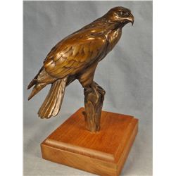 Eagle on Perch, 6  h x 5  l x 2.5  w, signed