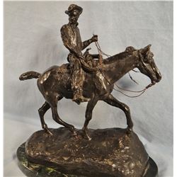 Russell, C. M. bronze recast, Will Rogers, 11" h x 11" w
