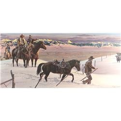 Zabel, Larry, "Late Gather on the Gravelly Range", 469/500, 14" h x 32" w
