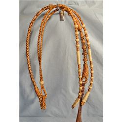 Braided leather romal, round