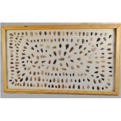 Tray of arrowheads, found Sun River Drainage, Montana, 230 +/- pcs