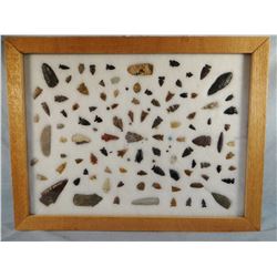 Tray of artifacts, 101 points, 17 beads, most were found in Sun River Valley, MT and a few in Oregon