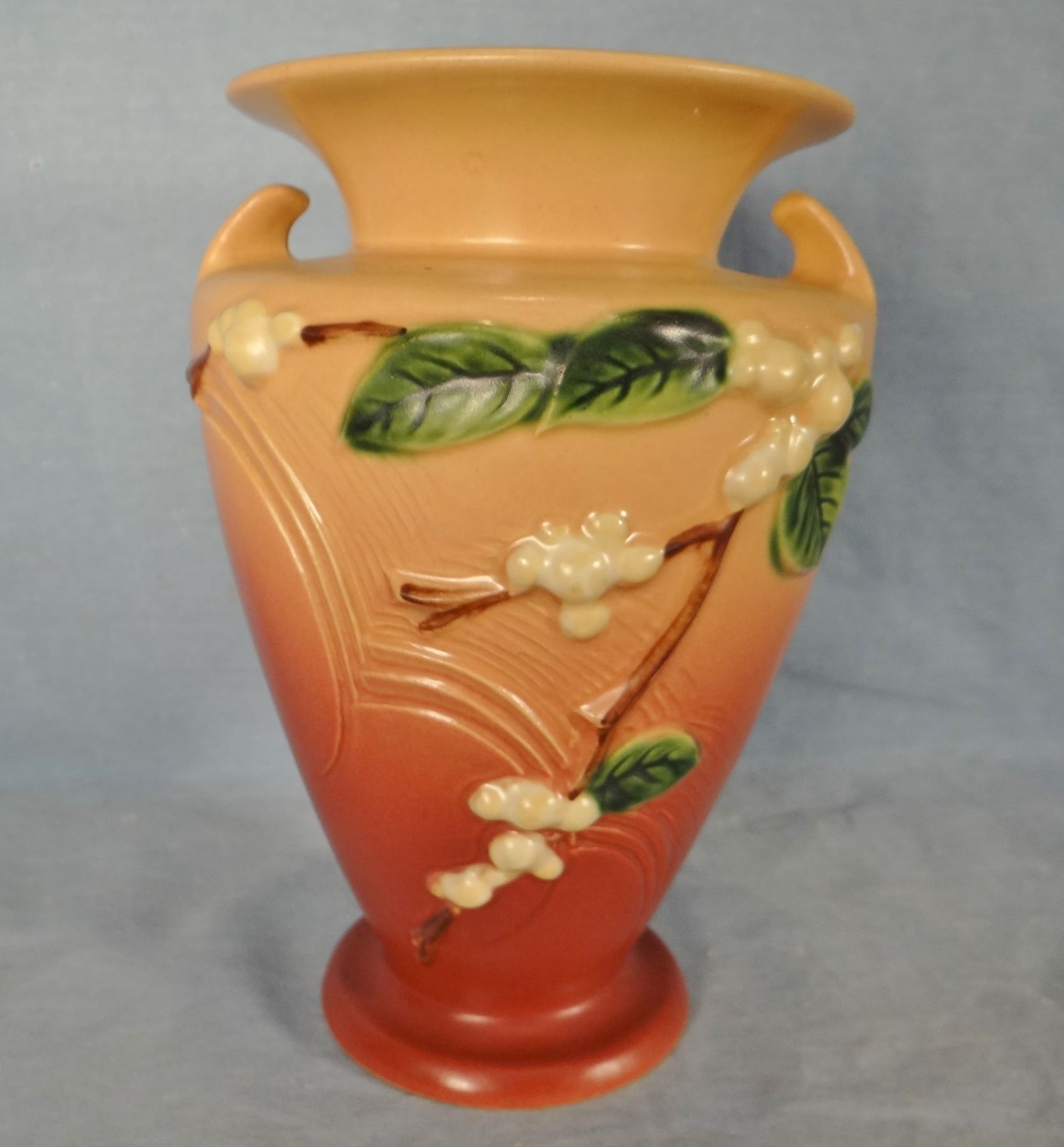 Roseville Snowberry dusty rose vase, 8", 1V28