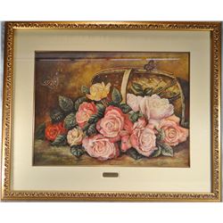 Flesch, Joanne, "Grandma's Garden", mixed media, 19" h x 25"w,