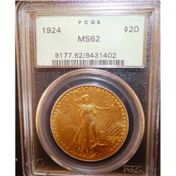 1924 $20 Gold St. Gaudens, PCGS MS 62