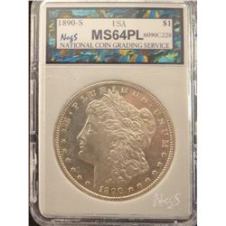 1890 S Morgan dollar, NCGS 64PL, great coin!