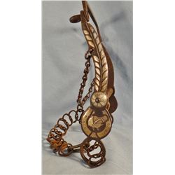 Silver inlaid bit with horseshoe and horsehead