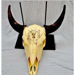 Cheek, C. R. original pen and ink on buffalo skull