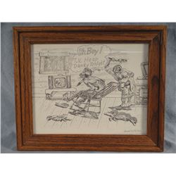 Cuts The Rope Frank, pen & ink, Heap Good T. V.-cartoon, 8" x 10"