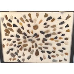 Tray of arrowheads/points, 117 pcs., all Montana and 1 trade bead