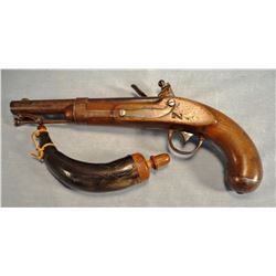 R. Johnson Model 1836 original flint lock pistol, .58 caliber, stamped US, swivel-type ram rod, sn 1